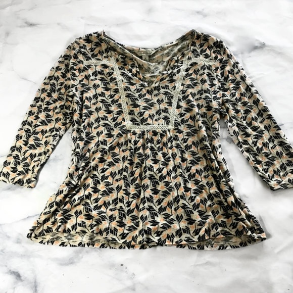 Lucky Brand Tops - Lucky Brand Cream Linen Blend Embroidered Blouse